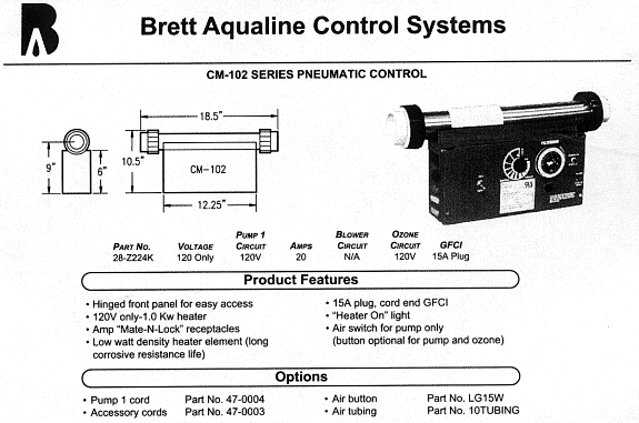 Brett Aqualine CM-102 Series Pneumatic Control