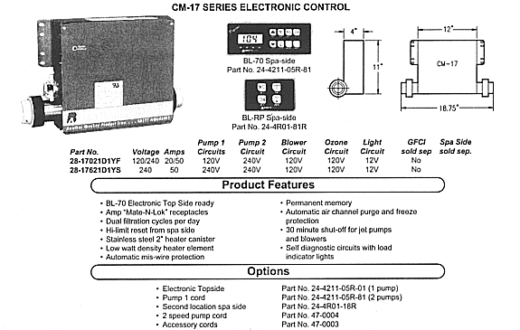 Brett Aqualine CM-17 Series Electronic Control