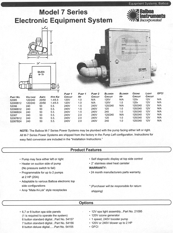Balboa Model 7 Series Electronic Equipment System