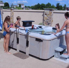 Spa Ashtray / Cupholder in use