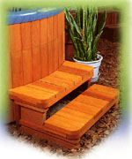 Double Tier Redwood Spa Step for Curved Spas