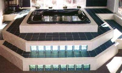 Glass Block Step Spa