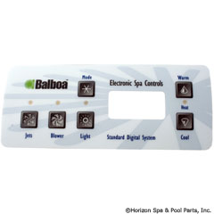 58-138-1250 - Overlay,Std Panel,LCD(1 Pump,Blower,Light)(51057) - 10328 - 58-138-1250