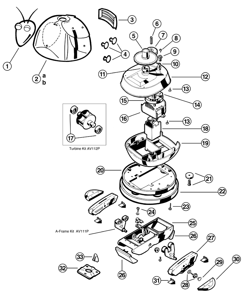 87-150-1116 - Medium Turbine Case w/Axle - AXV009 - UPC - 610377213806 - 87-150-1116