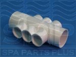 672-4550 - Manifold PVC,Water,WATERW,1.5 Inch S/2 Inch Spg x 2 Inch S x (6) 1 Inch S Ports - 672-4550