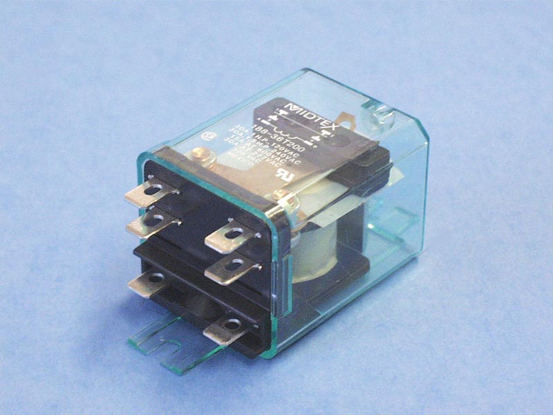 188-36T200 - Relay,Ice Cube,MIDTEK,120Vac,30Amp,DPST,.250 conn,6 Term - 188-36T200