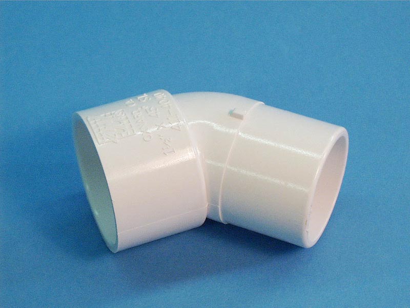 411-4040 - Fittings PVC,45 Degree Ell,WATERW,1-1/2 Inch S x 1-1/2 Inch Spg - 411-4040