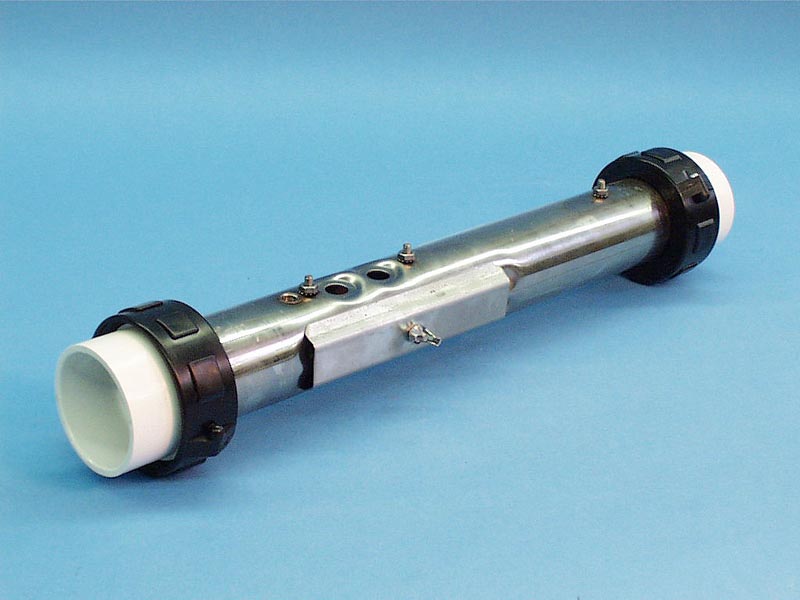 48-2020 - Heater Manifold,Flo-Thru,S/S(Less Element)2 Inch x 15 Inch L,w/PS Tap - 48-2020