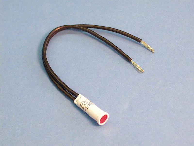 6500-1 - Indicator Light, Neon, Red, 250V, 3/8 Inch OD, Wires Un-Terminated - 6500-1
