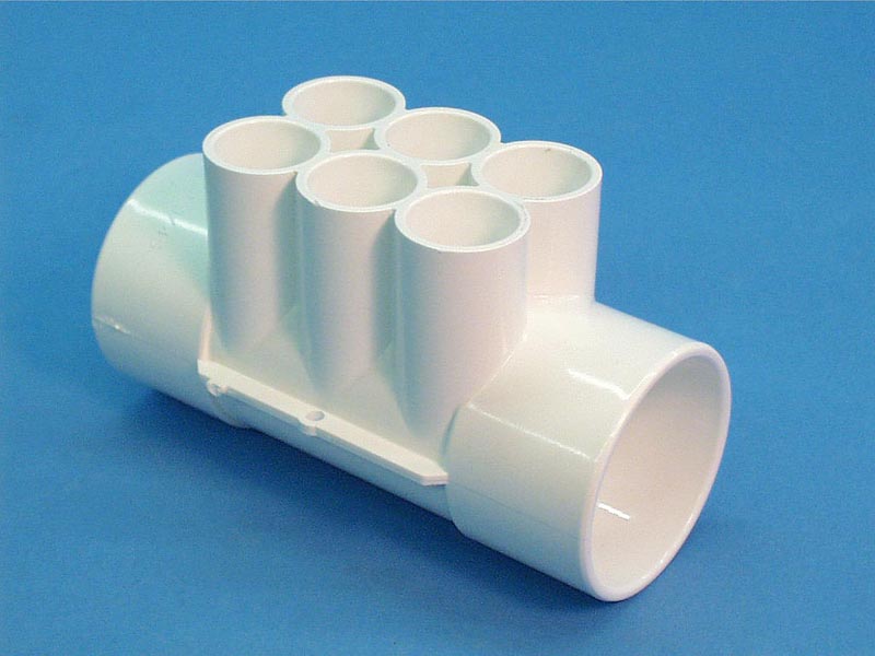 672-4270 - Manifold PVC,Water,WATERW,2 Inch S x 2 Inch S x (6) 3/4 Inch S Ports, - 672-4270