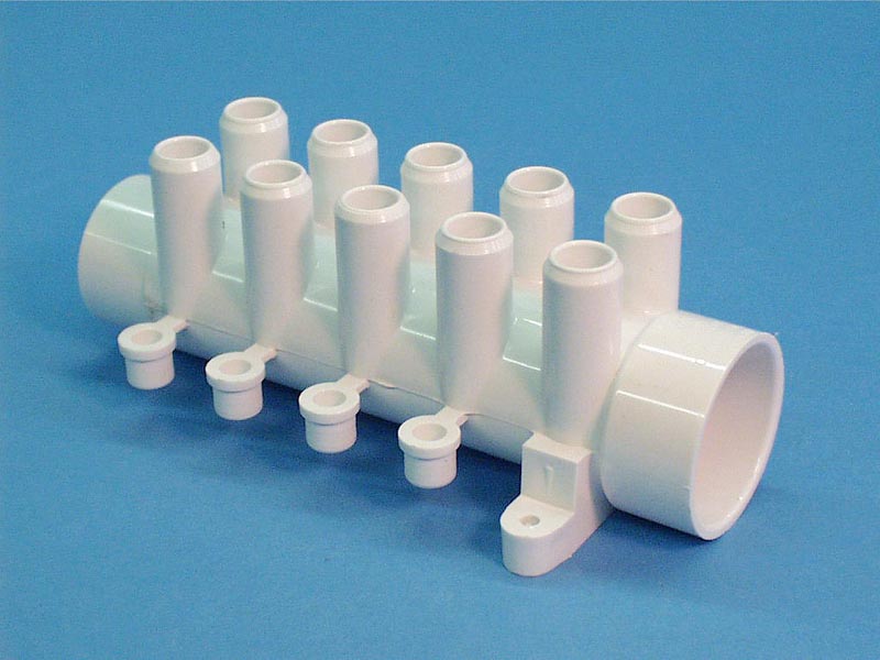 672-4680 - Manifold PVC,Water,WATERW,1.5 Inch S x 1.5 Inch Spg x (10)3/4 Inch SB Ports - 672-4680