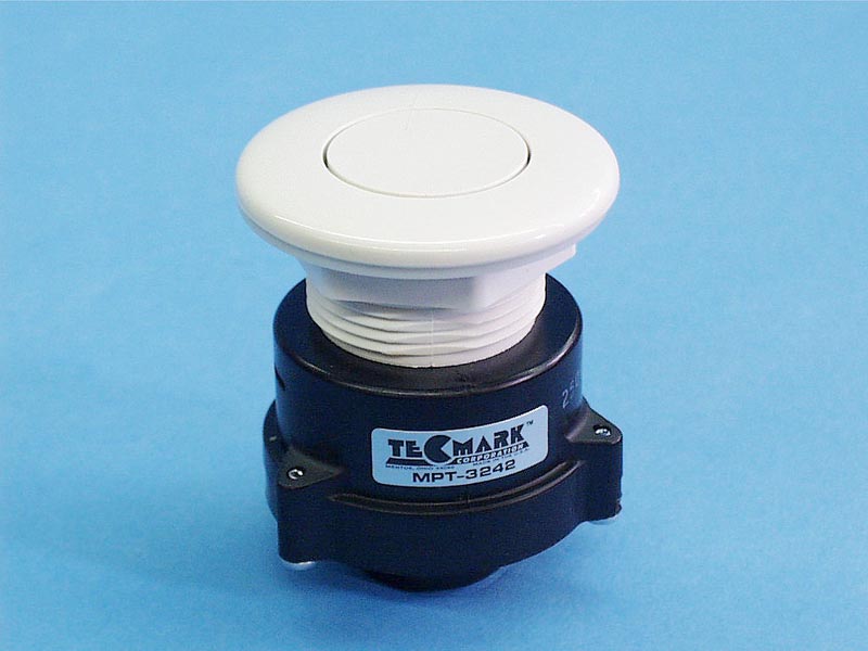 MPT-3242 - Air Button,TECMAR,Flush Mt,1-5/8 Inch H,2-1/2 Inch F,2-1/4 Inch L,White - MPT-3242