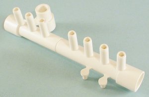 0320-05 - Manifold PVC,Air,MAGIC,1/2 Inch Sx1/2 Inch Sx1/2 Inch S,(7) 3/8 Inch SB (2)Plg - 0320-05