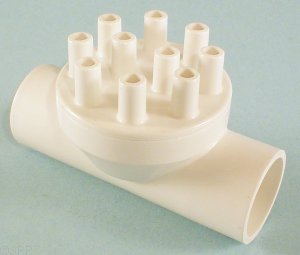 0343-10 - Manifold PVC,Air,MAGIC,1 Inch S x 1 Inch S x (10) 3/8 Inch SB Ports - 0343-10
