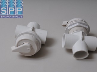 600-4340 - Valve Assy,WATERW,Vert 2 Port(Divrtr),Top Acc,Notched,1 Inch ,Wht - 600-4340