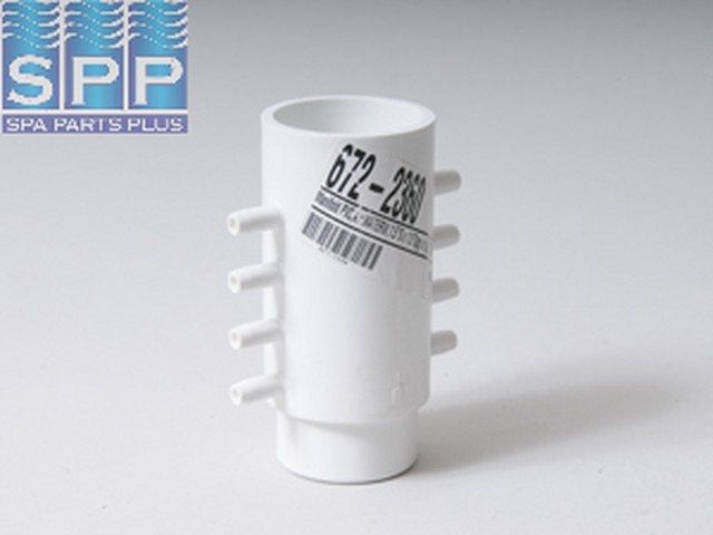 672-2360 - Manifold PVC,Air,WATERW,1.5 Inch S x 1.5 Inch Spg x (8) 1/4 Inch SB Ports - 672-2360