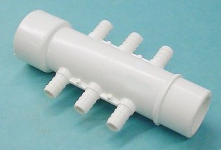 672-3900 - Manifold PVC,Air,WATERW,1 Inch S x 1 Inch Spg x (6) 3/8 Inch SB Ports - 672-3900