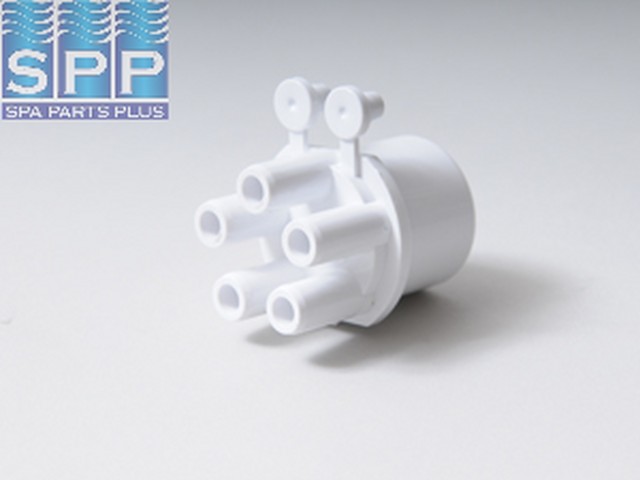 672-4100 - Manifold PVC,Air,WATERW,1 Inch Spg x (5)3/8 Inch SB Ports,(2)Plugs - 672-4100