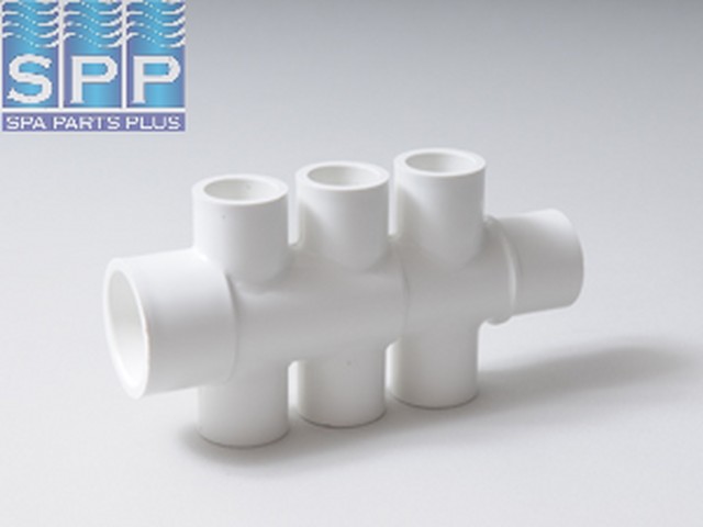 672-4440 - Manifold PVC,Water,WATERW,1 Inch S x 1 Inch Spg x (6) 1/2 Inch S Ports - 672-4440
