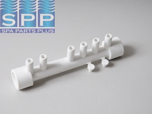 672-4700 - Manifold PVC,Air,WATERW,1 Inch Spg x 1 Inch Spg x (6)3/8 Inch SB,(2) Plgs - 672-4700