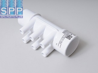 672-4940 - Manifold PVC,Water,WATERW,2 Inch S x 2 Inch Spg x (6) 3/4 Inch SB Ports - 672-4940
