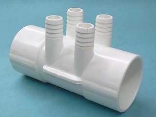 672-7110 - Manifold PVC,Water,WATERW,2 Inch S x 2 Inch S x (4) 3/4 Inch RB Ports - 672-7110