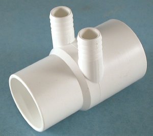 672-7130 - Manifold PVC,Water,WATERW,2 Inch S x 2 Inch Spg x (2) 3/4 Inch RB Ports - 672-7130