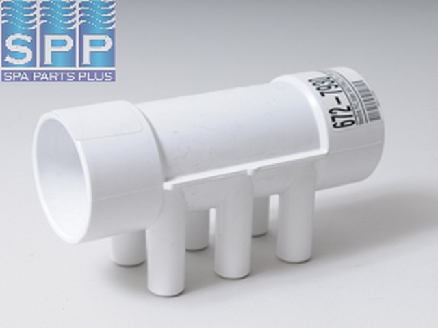 672-7930 - Manifold PVC,Water,WATERW,2 Inch S x 2 Inch S x (6) 3/4 Inch SB Ports - 672-7930