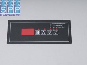 80-0208 - Spa Side Overlay,HYDROQ,ECO-6,4BTN,LED,(P1-BL/AUX-LT-TEMP) - 80-0208