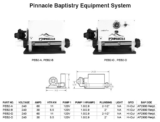 BES-6000 - Baptismal Sys,Air,HQ,240v,5.5KW,P-1,1/10HP 120v,Autofill Rdy - BES-6000