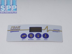 OL-1501A - Spa Side Overlay,PINNACLE,PCU/PEU5,4BTN,LED(JET-BL-LT-TEMP) - OL-1501A
