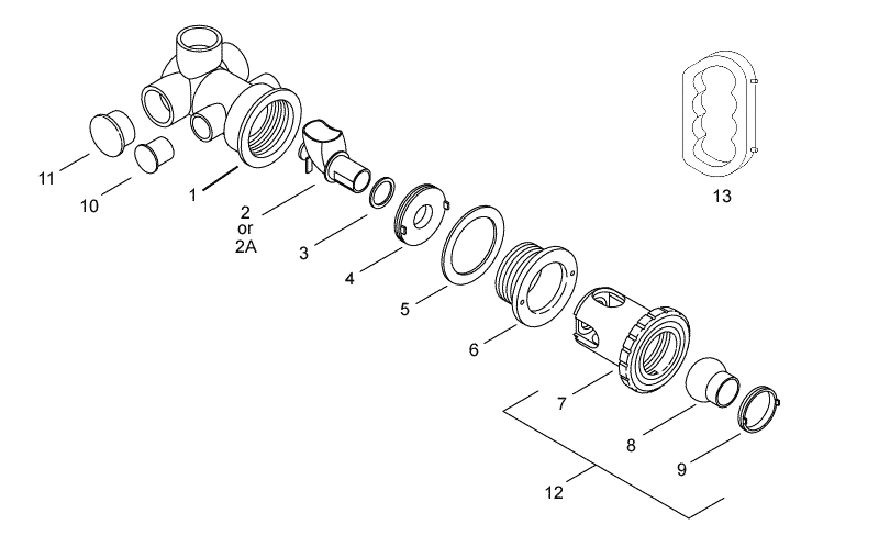 Hydro Air Butterfly Jet Assembly (2 in SP) 1-1/2 in S Water x 1 in S Air