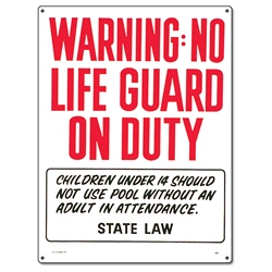 PM40323 - Pool Safety Sign - Warning No Lifeguard On Duty - 40323 - PM40323