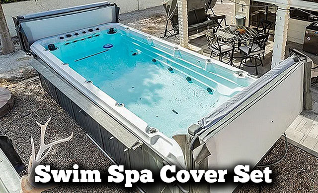 Custom Swim Spa Cover Set Includes 2 Covers And 2 Cover Lifters!
