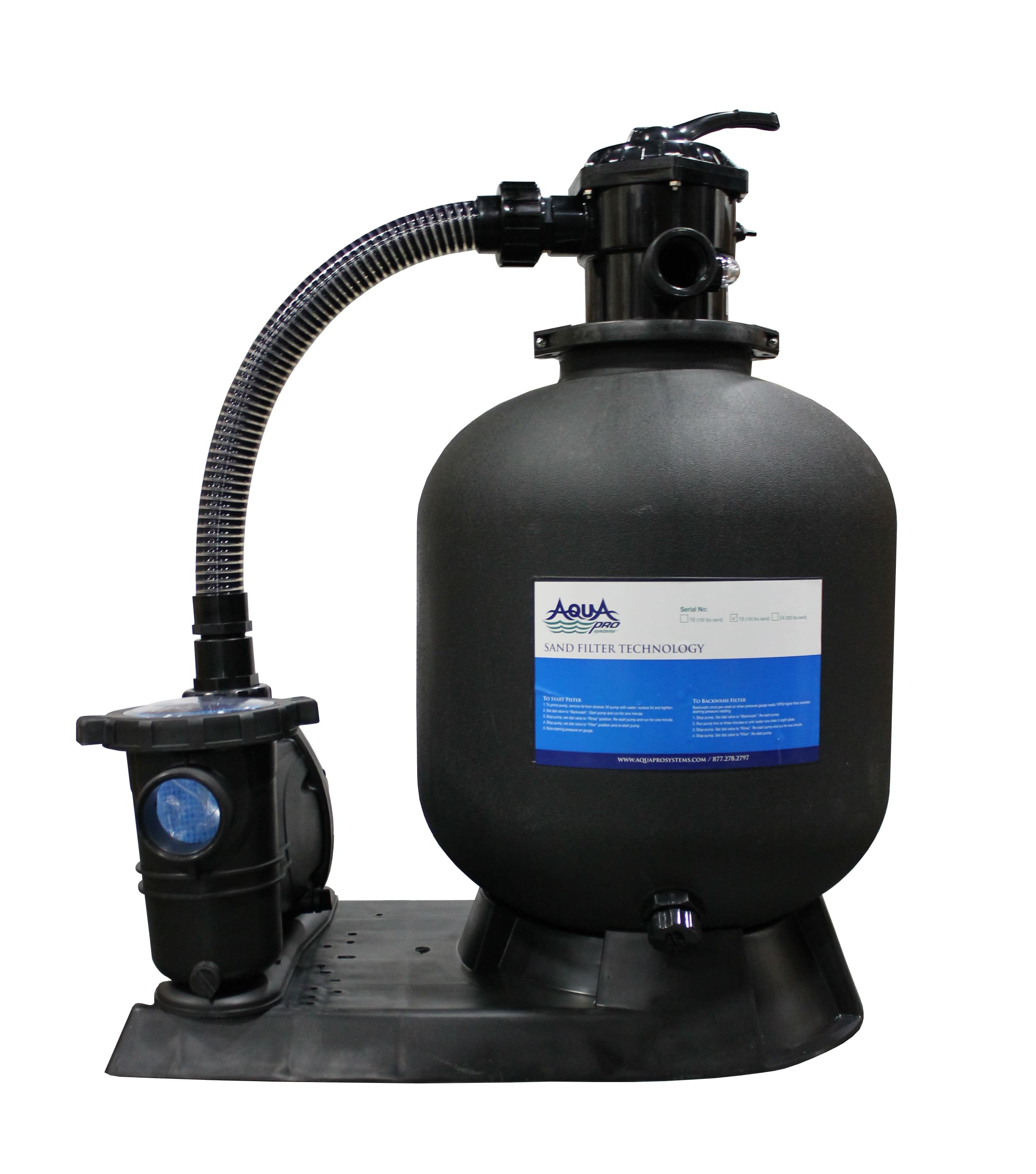 APA152SP63100LBS - Aqua Pro Clear Water 100lb Sand Filter System with 1.5hp Pump - 2 Speed - APA152SP63100LBS