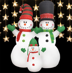 Christmas Inflatable Snowmen Family - 8 Feet Tall With LED Lights