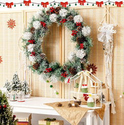 Christmas Wreaths And Decorative Garland. All Styles, Shapes and Colors.